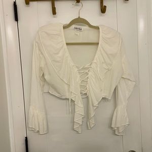 Vintage Lace Up Cropped Top